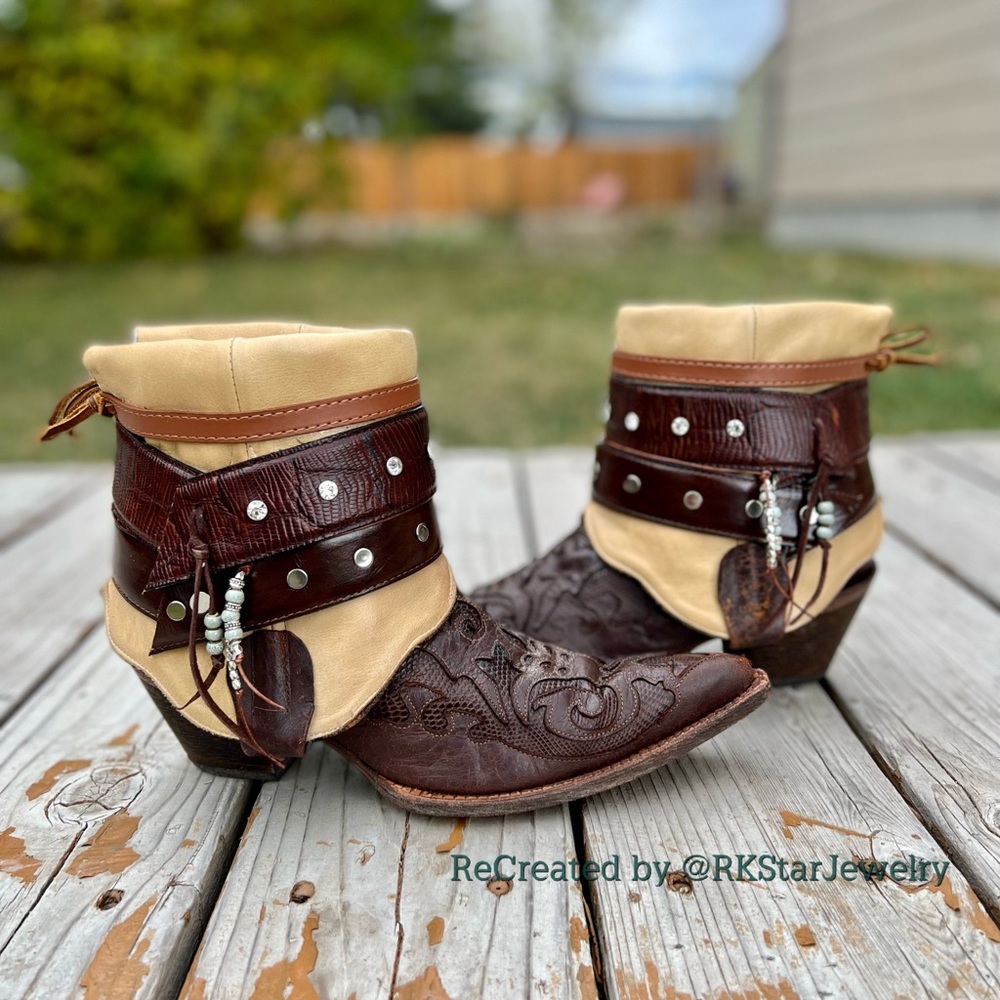 Size 9 Dark Chocolate Brown Ankle Bootie Cowboy Boots Womens Cowboy UPCycled